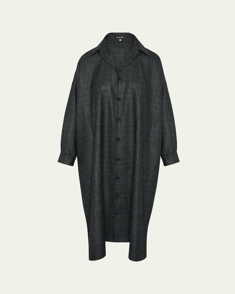 Wide A-Line Midi Shirtdress with Collar